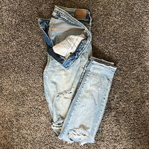 American Eagle size 10 Next Level Stretch Hi Rise Jegging “Worn Out Blue” jeans